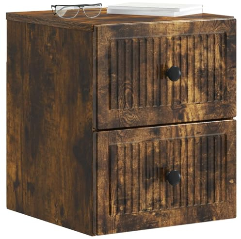 vidaXL Wandmontierter Nachttisch Geräucherte Eiche 33 x 34,5 x 40 cm, Retro Wohnzimmer Stauraum, rechteckige Wandmöbel, platzsparende Schränke, Coole Deko-Organizer