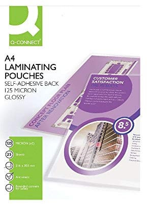 Q-Connect A4 Sticky-Backed Laminating Pouches 125 Micron KF24056 - Pack of 25