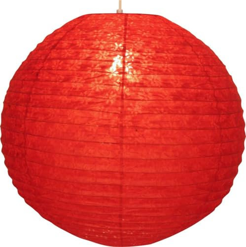 GURU SHOP Runder Lokta Papierlampenschirm, Hängelampe Coronada - Ø 50 cm rot