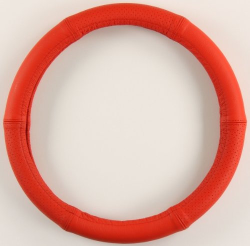 ZentimeX Lenkradbezug Lenkradhülle Lenkradschutz 37-39cm Leder rot glatt+perforiert