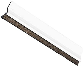 Amig - Burlete para puertas de entrada o de paso - Burlete adhesivo de sobreponer - Cepillo de pelo - Lámina de plástico entre la escobilla - 82 cm - Blanco - Aluminio