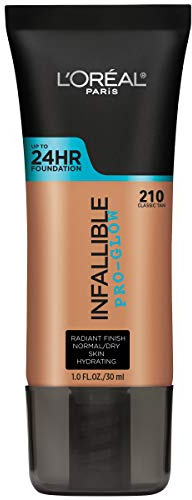 L'Oreal Paris Makeup Infallible Up to 24HR Pro-Glow Foundation, Buff Beige, 1 Fl oz
