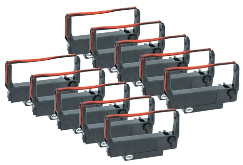 vhbw 10x Farbband Schriftband kompatibel mit Bixolon SRP 275 | SRP 270 Nadeldrucker, Bondrucker - Schwarz, Rot