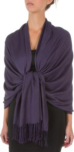 78 x 28 Eco-Friendly Bamboo Rayon Soft Solid Pashmina Schal/Stola - eggplant