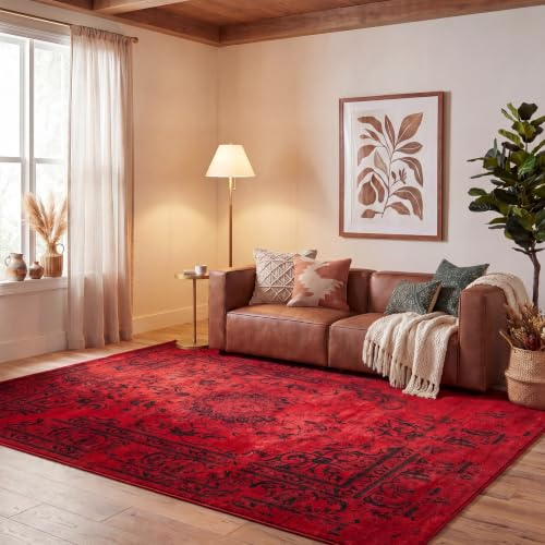 SAFAVIEH Adirondack Collection Area Rug - 6' x 9', Red & Black, Oriental Distressed Design, Non-Shedding & Easy Care, Ideal for High Traffic Areas in Living Room, Bedroom (ADR101F)