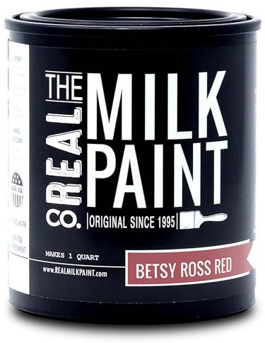 Real Milk Paint, Peinture pour bois pour meubles, peinture mate pour armoires, murs, brique et pierre, à base d'eau, bio, sans COV, rouge Betsy Ross, 0,9 l