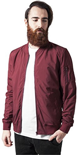 URBAN CLASSICS Giacca Bomber Uomo, Ottimo per le Mezze Stagiorni, Stile Old School, Giubbotto Corto, Vestibilità Ottimale, Colore: bordeaux, Taglia: M