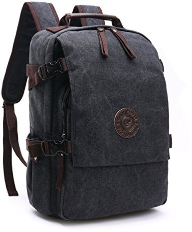 VwyuEgg Herren Laptop Rucksack Canvas Backpack Vintage Schulrucksack Daypacks für 15.6inch Zoll Laptop Work School Camping Outdoor Sport,Black