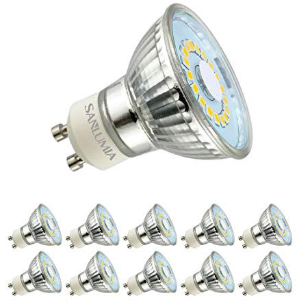 sanlumia 10 X 5W GU10 LED Super Bright Spotlight Bulb 450lm 120 Degree Beam Angle Non Dimmable 50W Halogen Equivalen Natural White 4000K