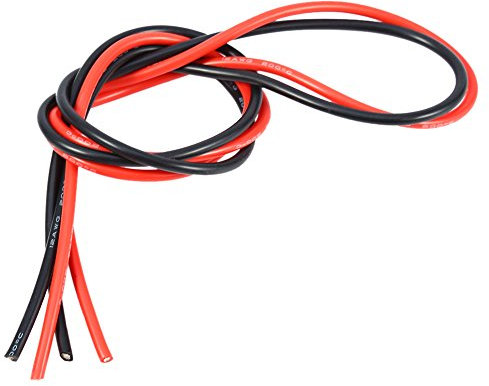 12AWG 2m Cable de Silicona Flexible Cobre Estalado Electronico Cable de Calibre 12 para RC Modelos de Juguete (1 Metro Rojo + 1 Metro Negro)