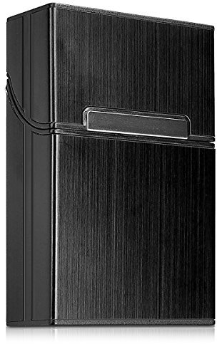 kwmobile Zigarettenetui Zigarettenbox Hülle für Zigaretten - Zigaretten Etui mit Magnetverschluss - Aluminium Beschichtung Schwarz