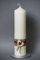 Hochzeitskerze Vintage mit Spitze und Herz aus Holz, 25 x 6 cm ; inkl. Beschriftung ! T-21