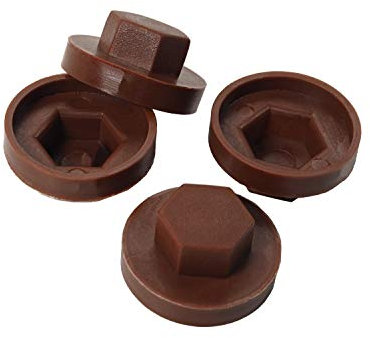 Schrauben-Niro.de 50 Abdeckkappen für Fassadenbauschrauben mit 16mm EPDM RAL 8012 braun