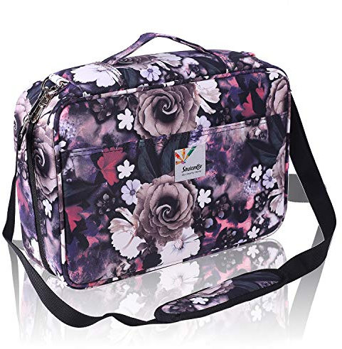 Shulaner Pencil Case 300 Slots Hält 300 Bleistifte oder 200 Gelschreiber mit Reißverschluss Verschluss Nylon Pen Organizer mit große Kapazität Federmäppchen - Grau Rose mit Schultergurt