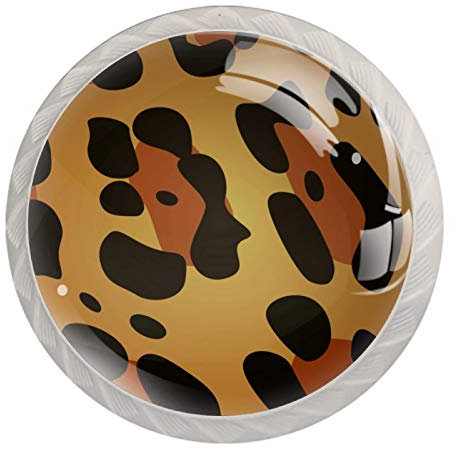 Animal Leopard Print Cabinet Door Knobs Handles Pulls Cupboard Handles Drawer Wardrobe 4pcs