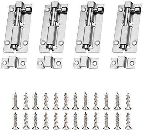 Zasiene Riegelschloss Klein 4 Stück Türriegel Edelstahl Bolzenriegel Riegel Schieberiegel mit Schrauben Zubehör für Verriegelung für Türen, 73x35mm