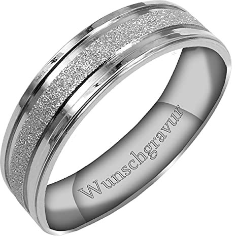 Everstone Paar Ringe Eheringe, Titane Ring Herren/Damen Hochzeit, Verlobung, Alltag, Freundschaftsring, Männer Damen Partnerringe Eheringe, Größe 46 bis 77 Farbe: Platin 6MM 4MM