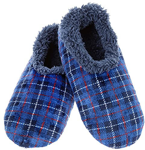Snoozies! Men's Velour Fleece Lined Men’s House Slippers - Super Soft with Non-Slip Sole - sizes from 6-11