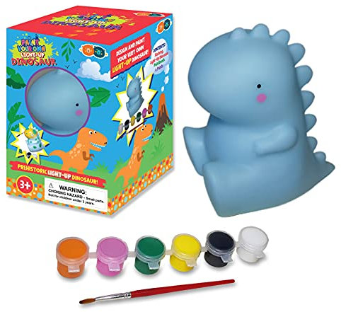 Buddy & Barney – Paint Your Own Dinosaur Light-Up LED Flashing Toy, Paints & Paintbrush.