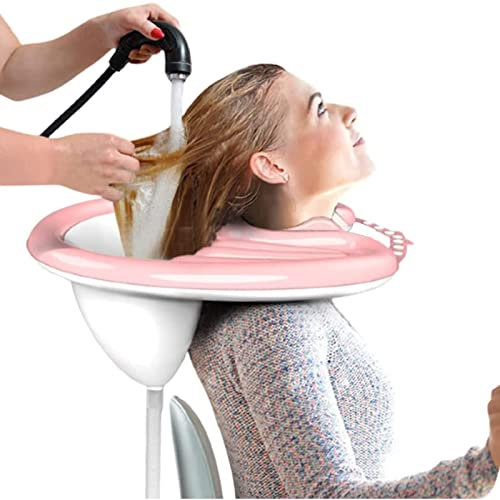 Peaoop Inflatable Shampoo Basin - and Portable Shampoo Bowl with Air Pump- Hair Washing Tray for Bedridden, Handicapped, Seniors, Pregnant, Wheelchair Person at Home Hospitals and Salons, White