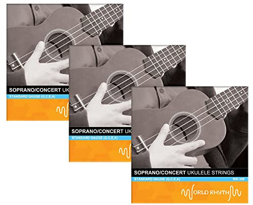 World Rhythm - Juego de cuerdas para ukelele soprano (nailon Uke Strings WR-308-3PACK)