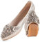 MACHSWON Ballet Flats for Women Comfortable Women's Flats Sparkly Flower Rhinestone Slip on Pointed Toe Flats Shoes Women(Gold, Size 7)