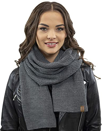 VIVISENCE Damen Winter Schal Aus Modischer Gemütlich Wärmendem Garn Kalte Wintertage Frauen Elegante Trendiger Und Sportliche Outfits Winter Herbst Modell 7042S, Dunkelgrau,Einheitsgröße