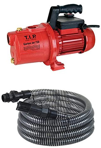 T.I.P. Gartenpumpe Guss Garten-Jet 750 + T.I.P. 31009 Saugschlauch Ansaugschlauchgarnitur