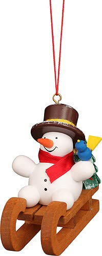 Christbaumschmuck Schneemann auf Schlitten - 5,7 cm