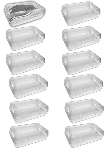 HAC24 12x Schuhbox Transparent Stapelbar 32x17x10 cm Schuhe Aufbewahrungsbox Schuhorganizer Box