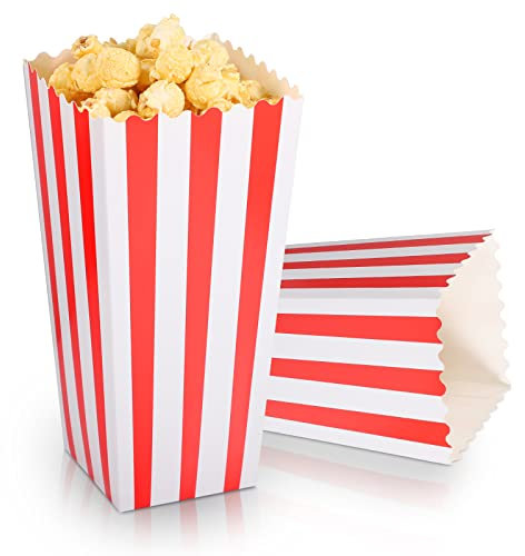 20 Piezas Caja Palomitas de Maiz, 19,8 x 9,6 x 7 cm Bolsas Palomitas Grandes Contenedor de Chuches Cajas Palomitas Carton para Cine Navidad Cumpleaños Boda Candy Bar Fiesta (Rayas Rojas y Blancas)