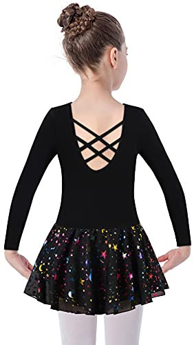 Mulnall Ballettanzug Mädchen Ballett Trikot mit Ballettkleid Kinder TüTü Kurzarm Langarm Baumwolle Balletttrikot Ballettanzug (EU40421-06-M)
