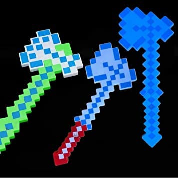 SGM Pixel Axe Light Up & Sound - LED Flashing & Music Playing Toy Axe (Green)