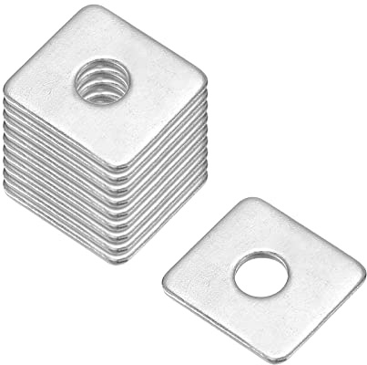 sourcing map Quadratische Unterlegscheiben, 10 Stück, M4 x 10 x 10 x 1 mm, 304 Edelstahl, quadratische Platten-Unterlegscheiben, flache Pad-Abstandshalter-Dichtung für Hardware-Befestigung