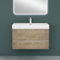 Mai & Mai Meuble de Salle de Bain Chêne Clair 90cm Meuble sous Vasque Quadratto Meuble Suspendu avec Vasque