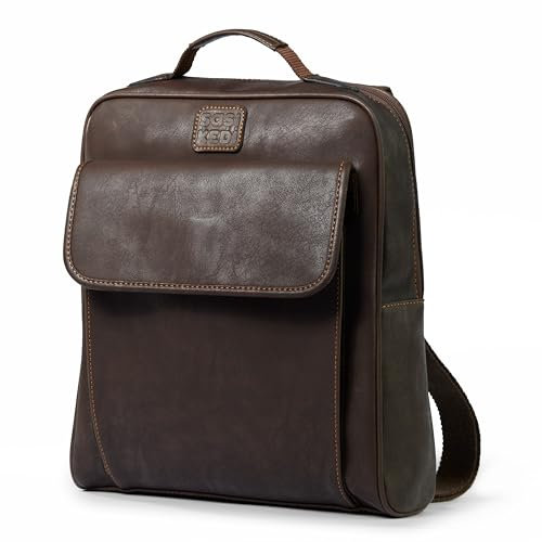 Sasi Kedi Vegan Leather Laptop Backpack – 14 Inch Convertible Work Bag for Women & Men, Lightweight & Compact Urban Commuter Rucksack – Dark Chestnut Brown