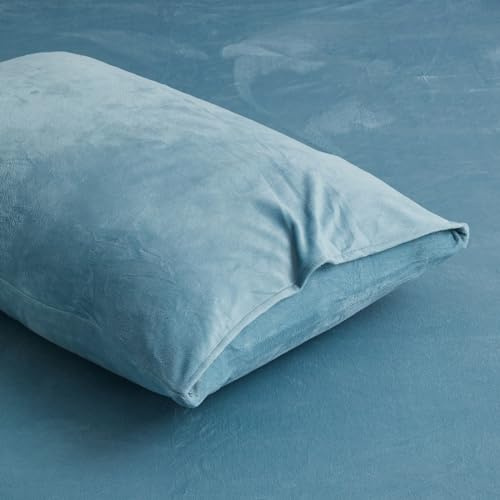 DXHOME Fleece Kissenbezüge 40 x 80 2er Set Blau Hellblau Samt Zierkissenbezüge Superweich Flauschig Kuschelig Winter Plüsch Cashmere-Touch Kissenhüllen im Umschlagstil 2 Stück