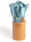 CREATE/Set de utensilios azul y madera / 11 utensilios, silicona y madera de haya, libres de BPA, resistente al calor hasta 230°C
