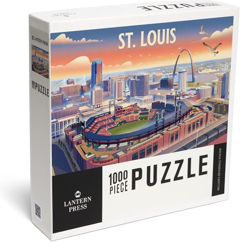 Lantern Press 1000 Piece Jigsaw Puzzle, St. Louis, Missouri, Skyline with Stadium, Lithograph