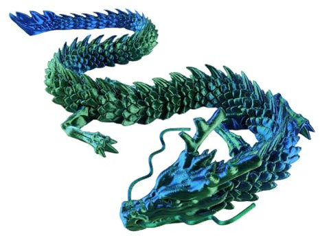 Tedious 3D Gedruckte Drachen Ornamente | 30 cm bewegliches Drachenspielzeug | Dekorationen zum Jahr des Drachen 2024 | 3D-gedrucktes Drachenfiguren-Spielzeug für Aquarium-Dekorationen, Zubehör