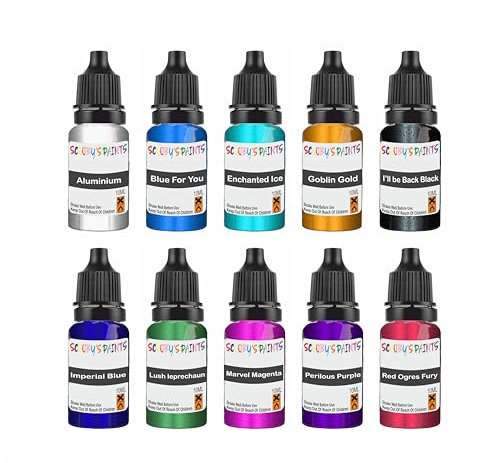 10x Metallic, Acrylic Modelling Paints Gloss Plastic, Die Cast, Wood, Metal, Trains, Army, Fantasy, Hobby, Figures, air brush