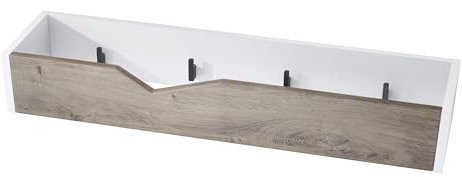 Vladon Garderobenleiste Wandhaken Garderobenpaneel Kolmio, Made in Germany, Korpus in Weiß matt, Front in Eiche Ribbeck 83,5 x 12,5 x 21 cm