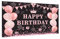Schwarz Rosa Geburtstag Banner - Happy Birthday Party Dekoration, Hintergrund Banner Deko für Frau, Männer, Mädchen, Jungen - 180x110cm