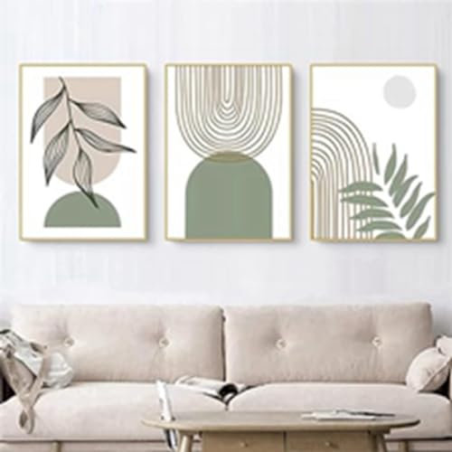 Aesthetic Pflanze Bilder Boho Deko Bilder Moderne Abstrakt Kunst Wandbilder Bohemian Poster Set,Ohne Rahmen (Set-03,20x30cm*3Pcs)