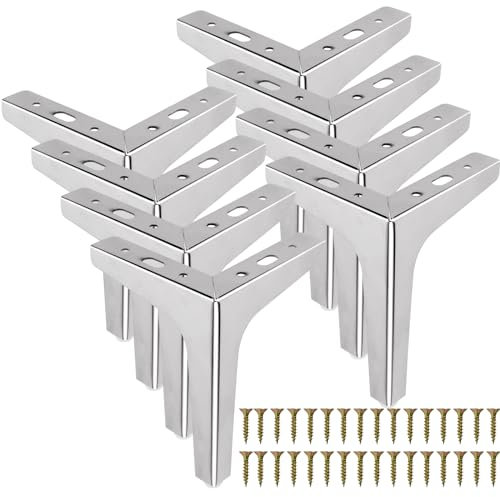 WOPPLXY 8 Stück Schrankfüsse mit Schrauben, 17 cm Möbelfüße Metall, Möbelfüße Silber für Sofa, TV-Schränke, Nachttisch, Schubladen, Couchtische