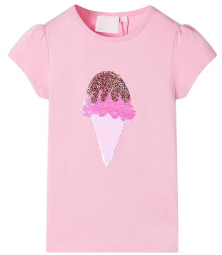 Kinder T-Shirt Rundhalsausschnitt Kurzarmshirt Kindershirt Mädchen Hellrosa 140
