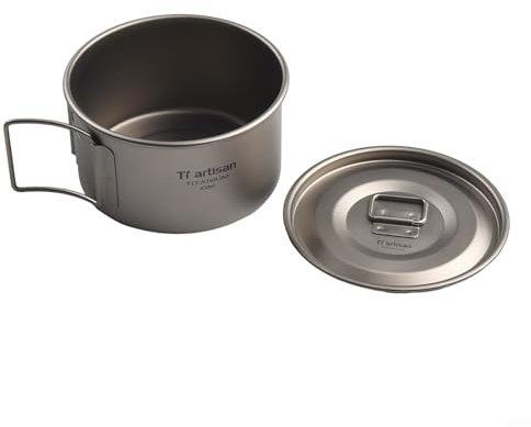 YUANGANG Outdoor-Titan-Schüssel mit faltbarem Griff für Komfort, korrosionsbeständig, leicht, idealer Essensbehälter für Camping (450 ml mit 600 ml Schalen mit Deckel), 1177781823