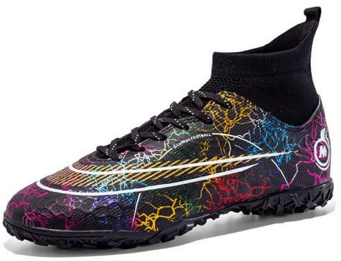 Boys Girls Astro Turf Football Boots Kids High Top Indoor Soccer Shoes Athletic Sneakers Football Trainers Shoes