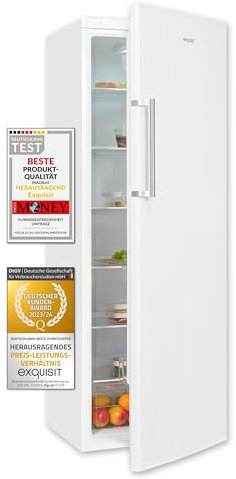 Exquisit Vollraumkühlschrank KS350-V-H-040D weiss | Nutzinhalt: 331 L | 6 Glasablagen | Türanschlag wechselbar | Ohne Gefrierfach