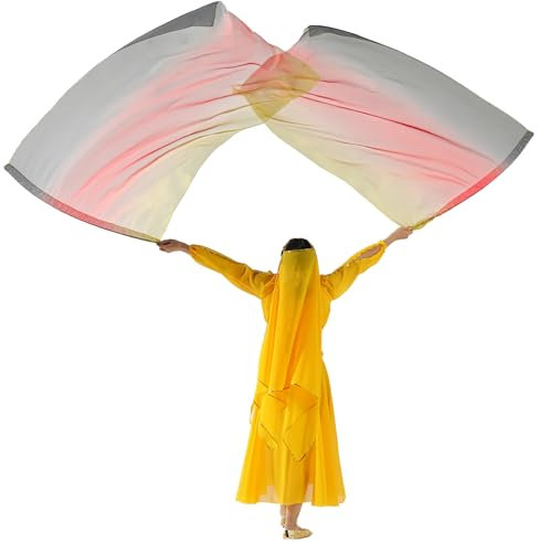 MUNAFIE Anbetungsfahnen 2 Stück Lobpreis Tanz Fahnen Rechteck Regenbogen flagge mit teleskopstab fahnenstange für Tanzaufführung Kirche 3#GELB-ROT-SCHWARZ